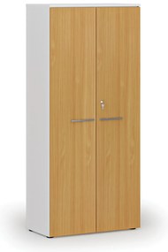 Szafa biurowa z drzwiami PRIMO WHITE, 800 x 420 x 1781 mm, biały/buk