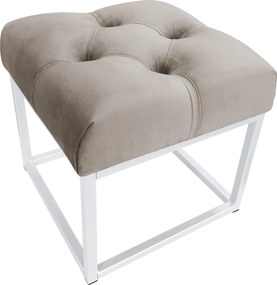 Pufa CHESTERFIELD tkanina Welur loft ławka podnóżek metal : Kolor Stelaża - Biały, Kolor tkaniny - VELVET - MG09, Typ tkaniny - Velvet