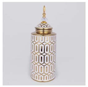 Słoik ceramiczny 45,7x16,9 cm złoty/biały