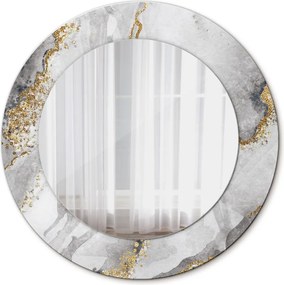 Lustro dekoracyjne okrągłe Biały marmur złoto
