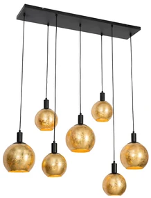 Inteligentna lampa wisząca czarna ze złotym szkłem 7-punktowa z 7 żarówkami Wifi A60 - BertDesignerski Oswietlenie wewnetrzne