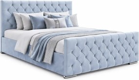 Błękitne welurowe łóżko pikowane 5 rozmiarów C3-N73