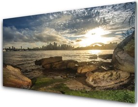 Szkło Dekoracyjne do Kuchni Panorama Portowego Miasta