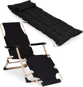 Leżak ogrodowy, składany, z poduszką Malta 010, czarny/złoty