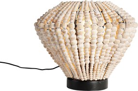 Orientalna lampa stołowa beżowa z koralikami - Moti