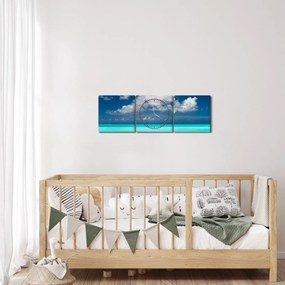 Obraz - Tropikalna plaża (z zegarem) (90x30 cm)