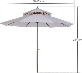 Outsunny Parasol ogrodowy z podwójnym dachem Drewniany kremowo-biały 2,7m Elegancka ochrona przeciwsłoneczna | Aosom PL