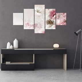 Obraz - Malowanie różowych kwiatów (125x70 cm)