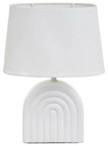 Biała lampa stołowa ceramiczna z tekstylnym kloszem (wysokość 31 cm) – Casa Selección