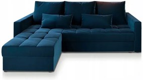 Ciemnoniebieska rozkładana narożna sofa ZENOVA 220x140 cm, dwustronna