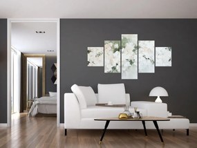 Obraz - Abstrakcja białych kwiatów (125x70 cm)