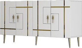 Komoda – 150 cm x 75 cm x 35 cm – biało-złota – płyta wiórowa