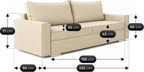 Sofa z Funkcją Spania DRAVOS Beżowa Boucle Japandi
