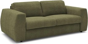 Zielona rozkładana sofa do spania z tkaniny szenilowej 220 cm Hugo – Bobochic Paris