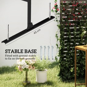 Outsunny Zewnętrzny Parawan Metalowy, Design z Lameli, Dekoracyjny Parawan Rozdzielający na Taras, Ogród, Balkon, Czarny