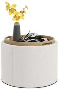 HOMCOM Hoker z miejscem na przechowywanie, w lnu, ukryty schowek, pokrywa odwracalna, 56 cm x 56 cm x 42 cm, kremowy + naturalny