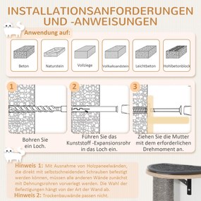 PawHut Zestaw Wspinaczkowy dla Kotów 7-elementowy z Drabinką z Sisalu, Platformą, Drapakiem Szary