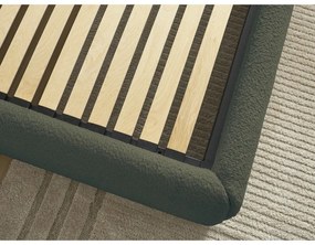 Ciemnozielone tapicerowane łóżko dwuosobowe ze schowkiem/bez zagłówka ze stelażem 180x200 cm Inera – Bobochic Paris