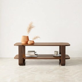Brązowy stolik z drewna eukaliptusowego 55x109 cm Bellwood – Umbra