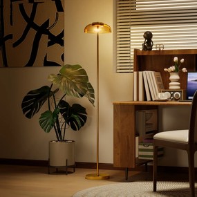 HOMCOM LED Lampa stojąca do salonu, lampa podłogowa z ciepłym światłem 3000 K, włącznik nożny, 25 x 25 x 134 cm, mosiądz