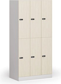 Szafka skrytkowa S1, 6 schowków, 1850 x 900 x 500 mm, demontaż, zamek mechaniczny z kodem, drzwi laminowane, brzoza