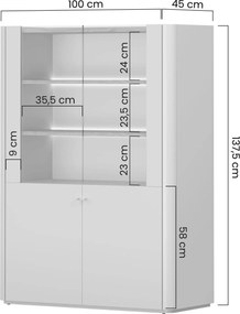 Witryna Elivo 100 cm dwudrzwiowa - kaszmir / dąb olejowany