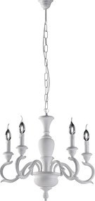 Fiorenza Shabby White Wooden Chandelier 5 Lights 110 Ø50 BL172-5-BCO