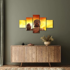 Obraz - Budda z czerwonym i żółtym tłem (125x70 cm)