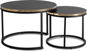 Zestaw Stolików Kawowych ARON 70 cm/50 cm Czarny Marmur Glamour