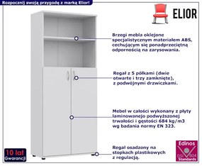 Biały regał biurowy na segregatowy - Sortis