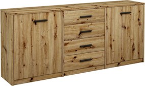 Długa komoda z szufladami i drzwiczkami dąb artisan H3-E59