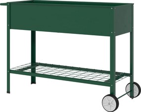 Outsunny Wysokie łóżko ogrodowe na kółkach, regał na zioła, metalowy skrzyniowy ogródek roślinny do ogrodu, balkonu, szary, 109 x 44 x 80 cm