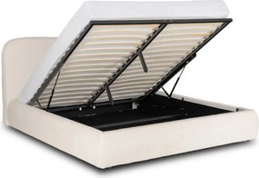 Łóżko Tapicerowane 160x200 cm BRISTOL ze Stelażem i Pojemnikiem Dwuosobowe Boucle Kremowe