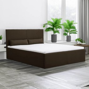 Łóżko tapicerowane z pojemnikiem i materacem CARL 160x200 cm Ciemny brąz
