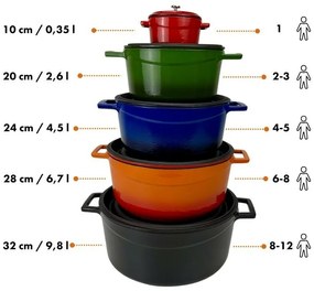 LAVA Metal garnek żeliwny, średnica 28 cm, czarny, 6,7 l