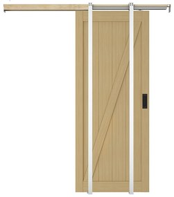 Drzwi przesuwne chowane w ścianie z drewna i MDF - Naturalny jasny - wys. 205 x szer. 63 cm - BALERMA