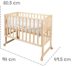 Łóżeczko na kółkach 90x45 cm w naturalnym kolorze Star Magic – Roba