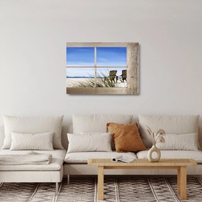 Obraz na szkle - Okno z widokiem na plażę (70x50 cm)