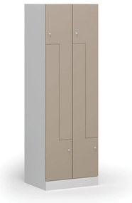 Szafka ubraniowa S1 Z, 4-drzwiowa, 1850 x 600 x 500 mm, zamek cylindryczny, drzwi beżowe