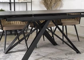 Prostokątny stół rozkładany Meru 160-240 cm z czarnym ceramicznym blatem i metalowymi nogami do salonu