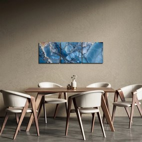 Obraz - Niebieski zróżnicowany marmur (z zegarem) (90x30 cm)
