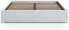 Jasnoszare tapicerowane łóżko dwuosobowe ze schowkiem/bez zagłówka ze stelażem 200x200 cm Susan – Micadoni
