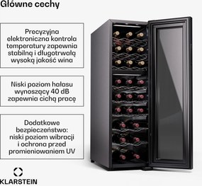 Klarstein Shiraz Slim 29.5cm 24 Butelki Winiarka Dwustrefowa Czarny