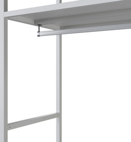 Regał biurowy otwarty z drążkiem na ubrania, do recepcji i poczekalni, metalowy, biały, 800x2200x400 mm: ARIEL