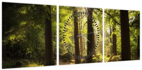 Obraz sennego lasu (z zegarem) (90x30 cm)