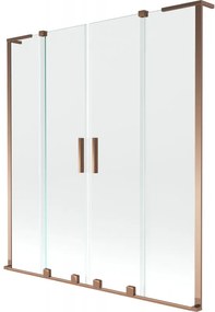 Mexen Velar L Duo parawan nawannowy 2-skrzydłowy rozsuwany 150 x 150 cm, transparent, różowe złoto - 896-150-003-02-60