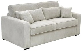 Kanapa 3-osobowa rozkładana typu express z kremowej tkaniny - Miejsce do spania 140 cm - Materac 16 cm - MONDOVI