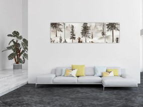 Obraz - Las z niedźwiedziami (170x50 cm)