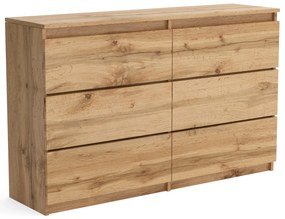 Duża komoda 6 SZUFLAD Szafka 120 cm ARIA Dąb Wotan