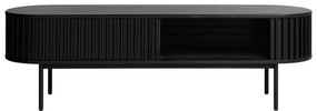 Czarna szafka pod TV w dekorze dębu 48x160 cm Siena – Unique Furniture